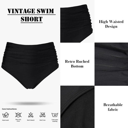 Amy Babe Women's High Waisted Bikini Sets Push Up Twist Front Spaghetti Straps Ruched Two Piece Swimsuit Bathing Suit Black (Medium)
