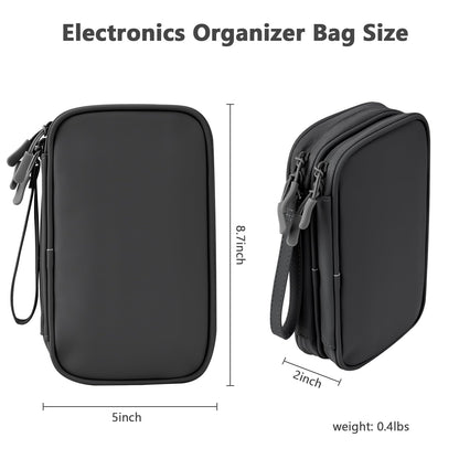 DDgro Travel Accessories Organizer Electronics Pouch for Keeping Certificates Charger/Power Bank/Cables/Mouse/Earphone (Medium, Black)