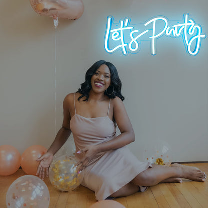 Let's Party Neon Sign, LED Neon Lights for Bedroom Wall Decor, Art Decorative Lights for Bachelorette Party, Engagement Party, Birthday Party, Living Room, Gamer Room Decor Aesthetic (Warm White)