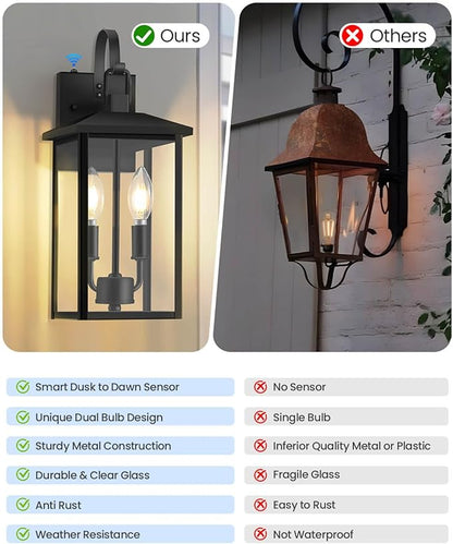 SHIMR Dusk to Dawn Outdoor Lighting, Large Exterior Light Fixture Wall Mount Waterproof Outdoor Wall Light Outside Lights for House Porch Garage Patio