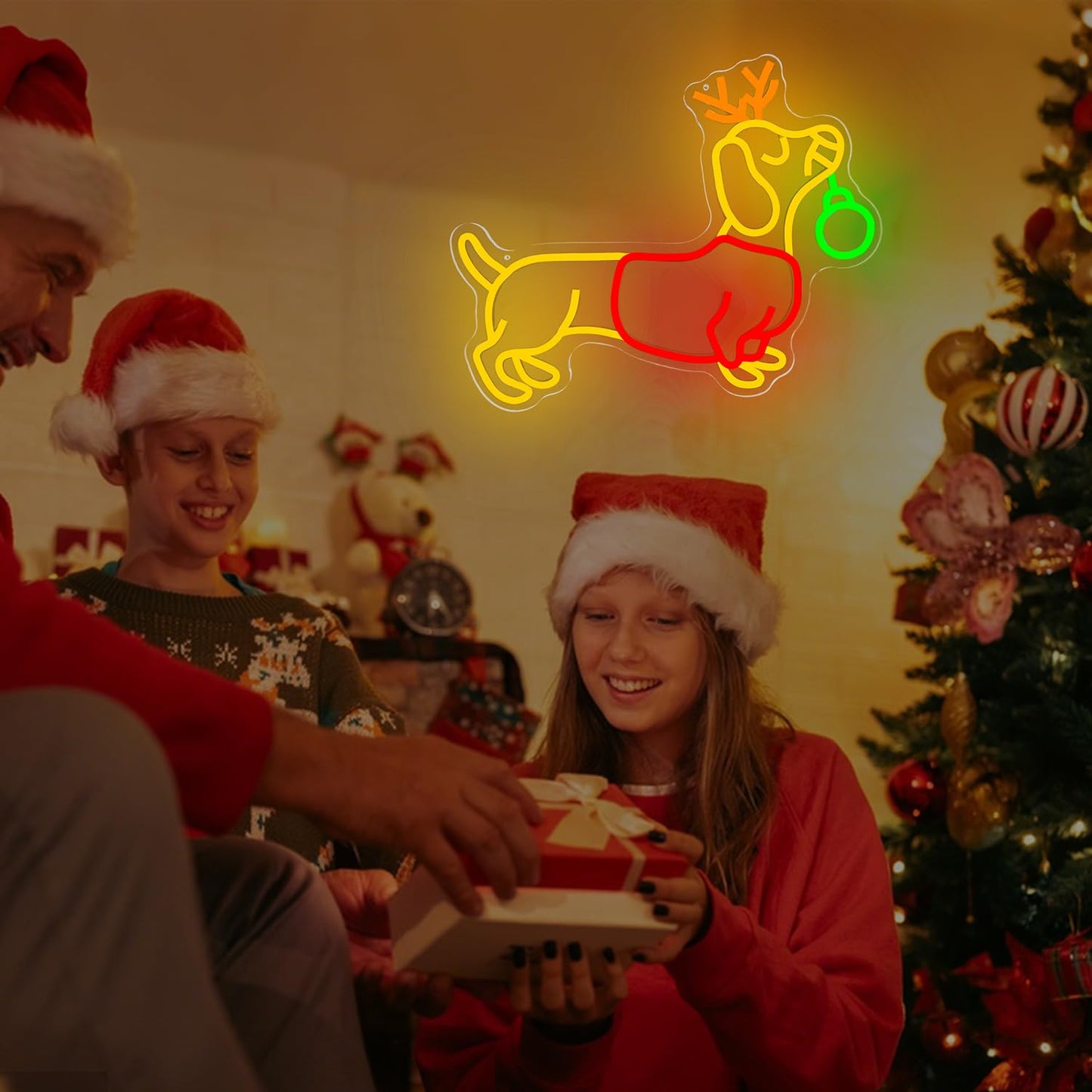 FuugZze Dachshund Neon Sign Christmas Neon Lights for Bedroom Weiner Dog Led Signs for Bedroom Wall Dimmable Dachshund Light Up Sign for Neon Christmas Decorations Party Wall Room Home Decor