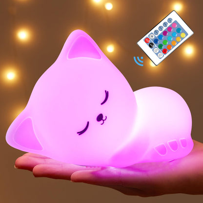 Mubarek Night Light for Kids Lamp+Baby Night Light, 16 Colors Cute Nursery Lamp, Tap Control Hello Kitty Stuff for Teen Girls , Remote+USB Kawaii Stuff Cat Stuff