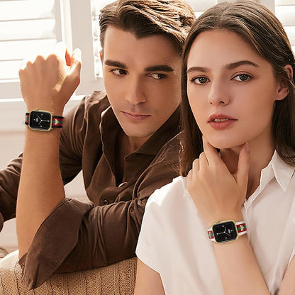 MOINSPIRE Designer Leather Bands with Charms Compatible with Apple Watch 38mm 40mm 41mm 42mm(S11/10) Women Men Genuine Leather Strap Elegant Wristbands for iWatch Series 11/10/9/8/7/6/5/3/2/1/SE/Ultra
