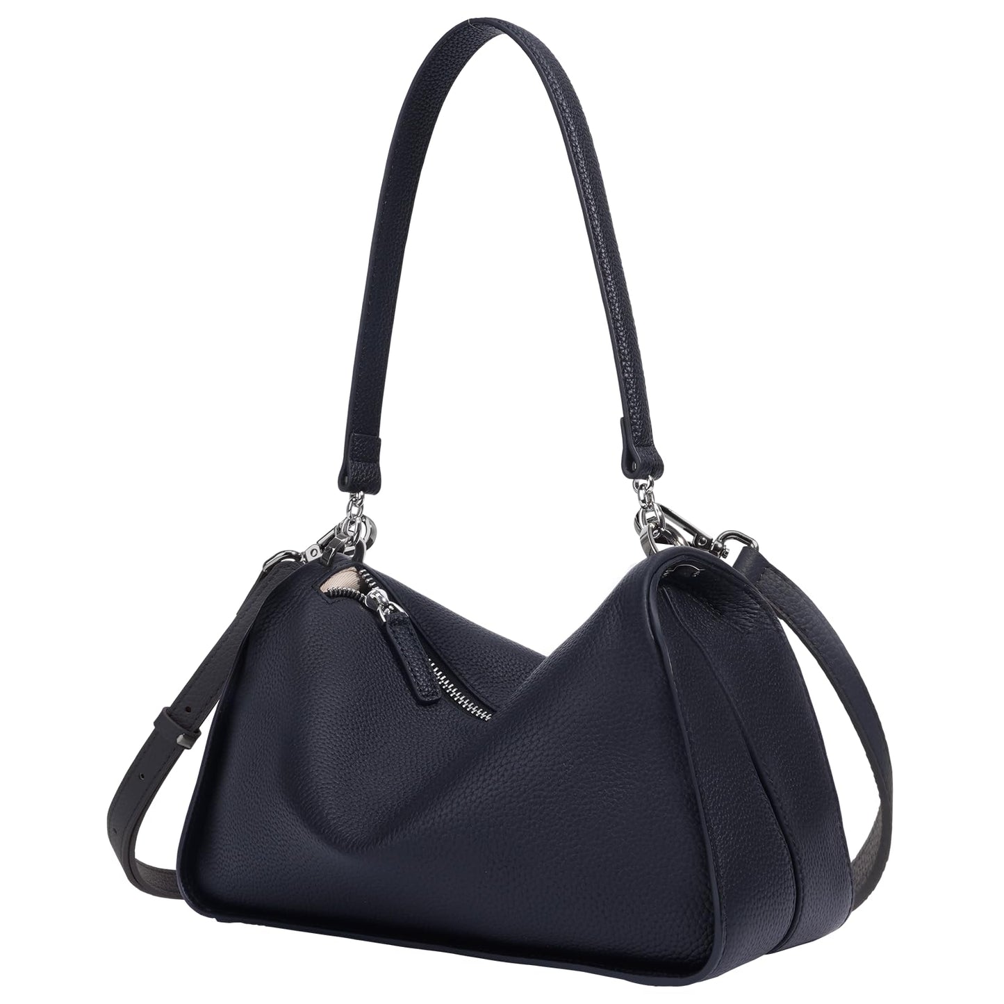 Rosvovo Genuine Leather Purses for Women, Real Leather Women's Crossbody Bag Shoulder bag Handbags Hoho bag with Adjustable Strap, balck,