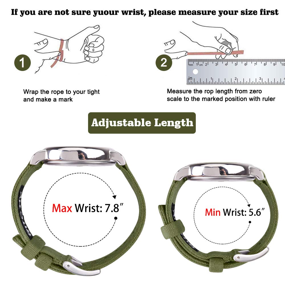 Ritche Christmas Gift 20mm Vintage Canvas Wristbands Watch Bands Replacement Quick Release Watch Straps for Men, White Elephant Gifts, Stocking Stuffers for Men, Father's Day gifts