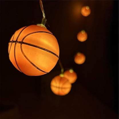 Basketball String Lights, 14ft 20 LED Battery Powered Indoor, Sports Decoration Ball Sport Theme Party Decorative Lights,Birthday Decorations,Football Lovers Gift(8Mode)