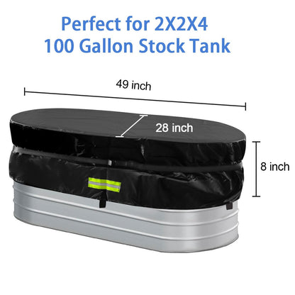 Gecic Horse Trough Cold Plunge Tub Cover, 2 x 2 x 4'' Stock Tank Cover for Horse Trough 4Ft Insulated Cold Plunge Ice Bath Tub Livestock Covers Stock Tank Pool Liner Hot Tub Kit Water Proof Oval