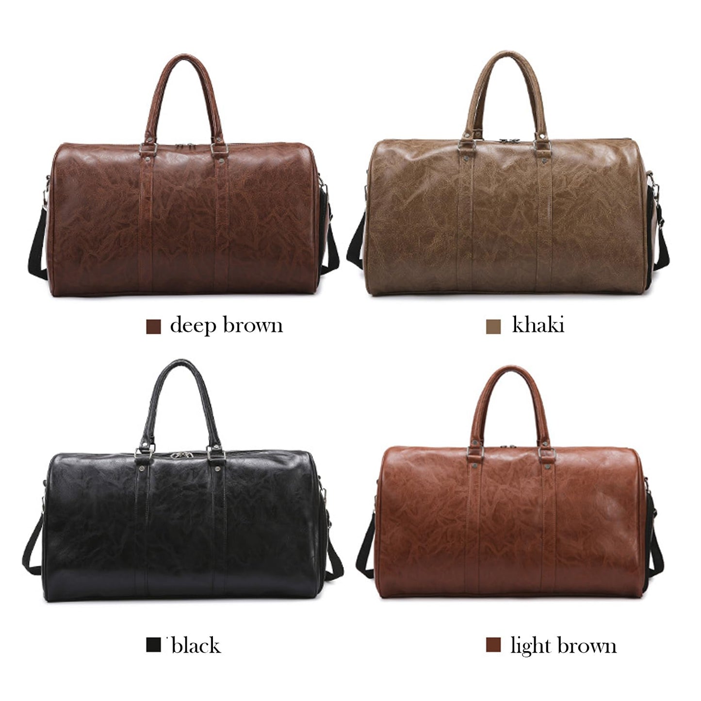 PU Leather Duffle Bag for Travel Duffel Bag, Gym Bag Overnight Bags Weekender Bag for Men (deep brown)