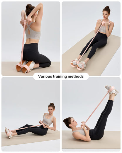 YOTTOY Smart Foot Pedal Puller with Digital Counter, Pedal Puller Resistance Band System with Handles for Full Body Stretching Yoga Home Workout, Pink