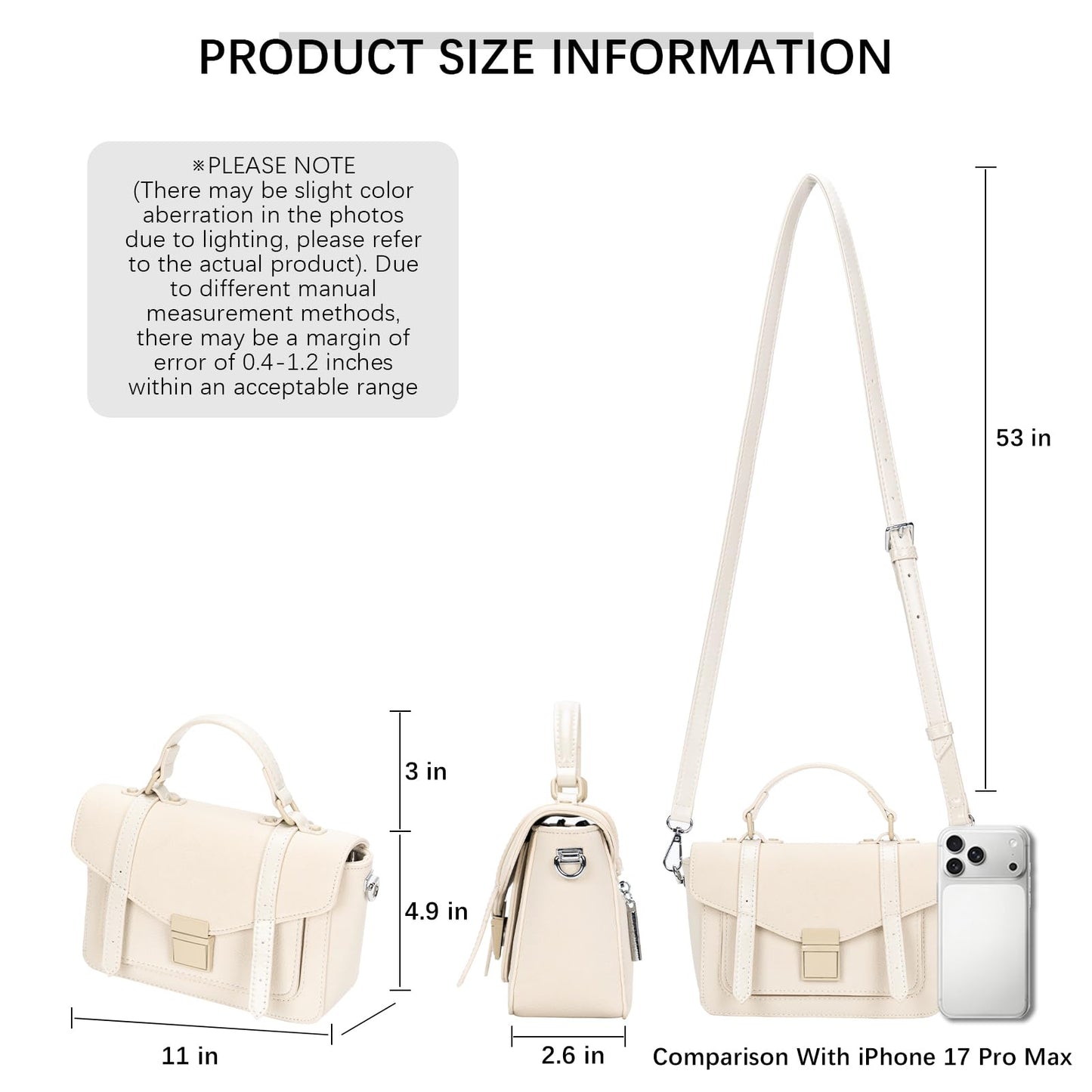 ALEX&MIA Women's Small Top-Handle Handbag – Vegan Leather Mini Satchel Bag, Fashionable Crossbody and Shoulder Bag, Perfect for Daily and Work Use (Off White)