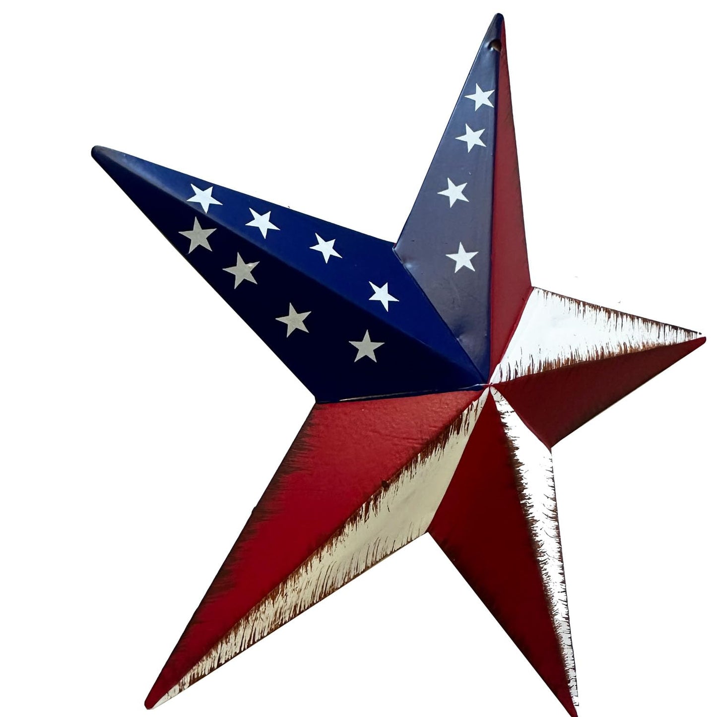 YUMBOR Rustic Metal 3D Barn Star Patriotic Wall Decoration July 4th Country Americana Patriotic Wall Ornament 8 inches