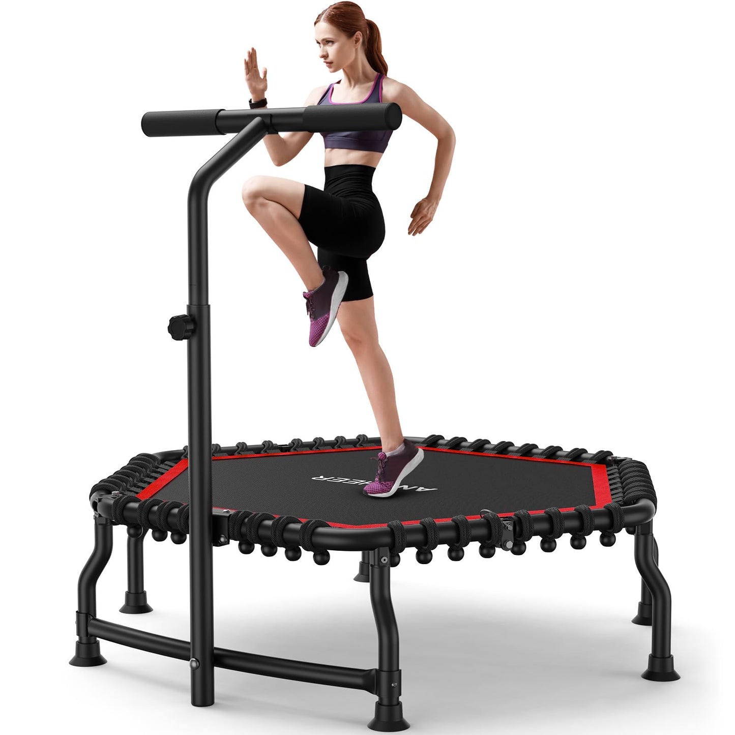 ANCHEER 50" Rebounder Trampoline for Adults- 2025 Foldable Mini Trampoline with Bar- Exercise Trampoline for Adults, Max Load 560lbs, for Indoor/Garden Workout
