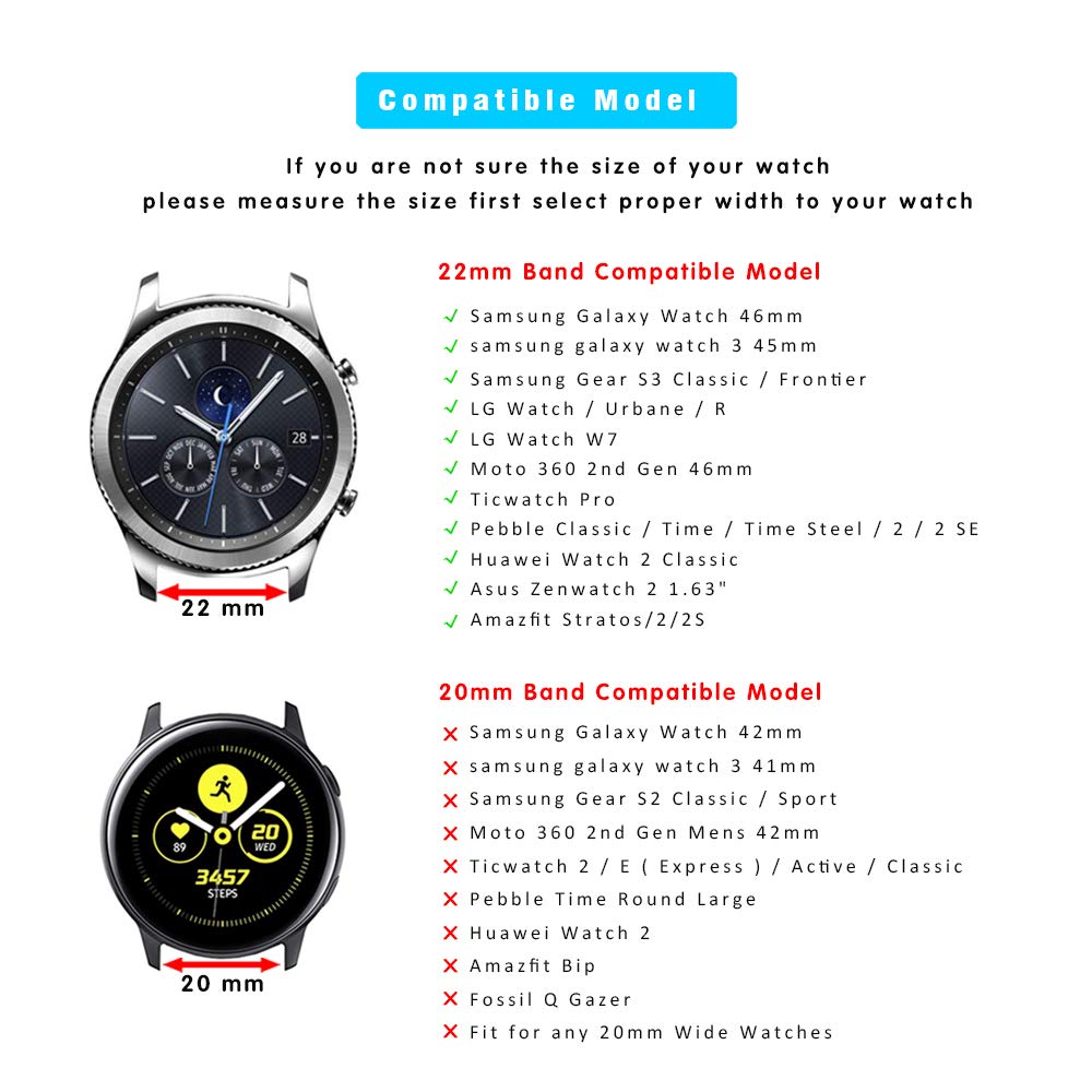 Sjiangqiao Compatible with Samsung Galaxy Watch 46mm/Gear S3 Frontier/Classic Bands, 22mm Vintage Genuine Leather Replacement Strap Cuff Bracelet Wristband Accessories Wrist Belt for Men Women(Black)