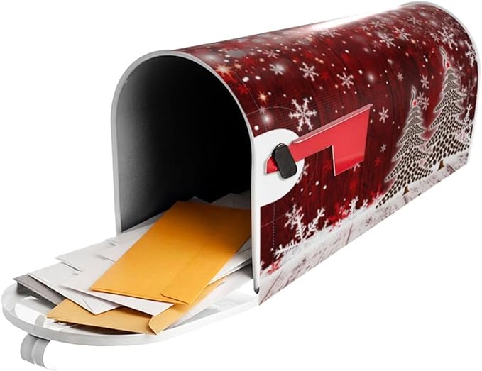 Christmas Mailbox Covers Xmas Tree Snowflake Magnetic Letter Post Box Cover Standard Size 25.5 x 21 Inch Garden Yard Home Decorative
