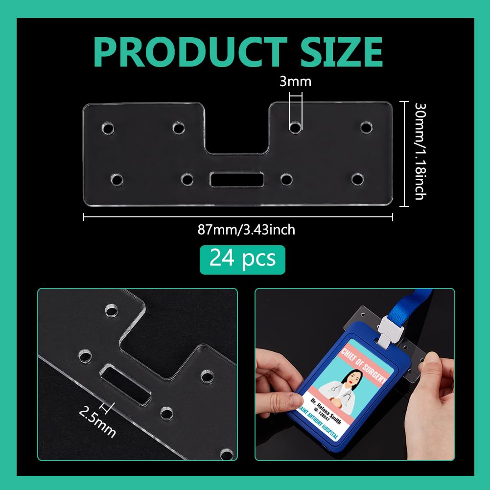 BENECREAT 24Pcs Badge Buddy Topper, 3.4x1.2Inch Badge Holder for Vertical Horizontal Badges, Ideal for Nurse Doctor Staff Badge Name Cards