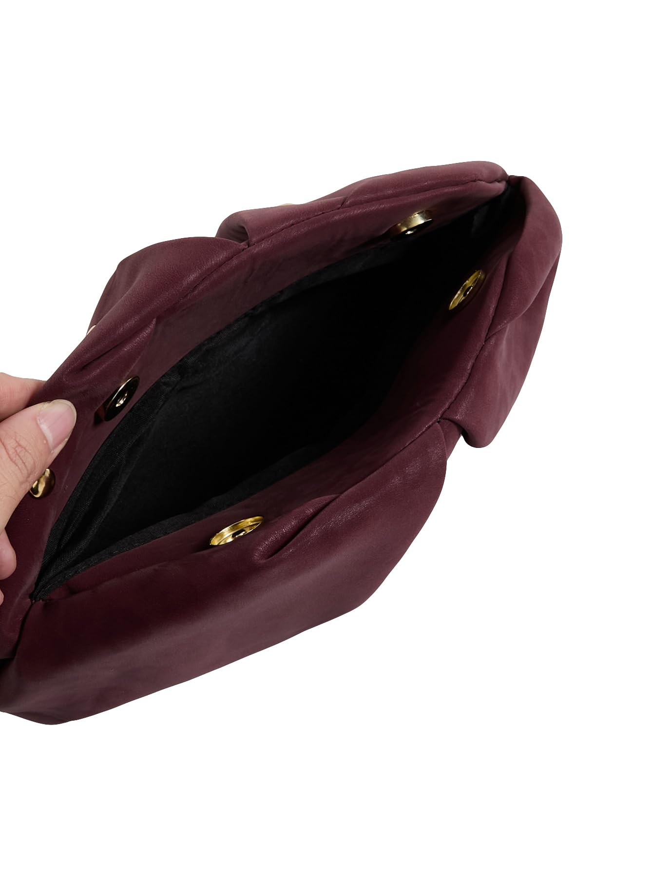 QWINEE Women's Elegant Studded Clutch Bag Magnet Ruched Bags Retro Vintage Evening Handbag Burgundy Leopard One Size
