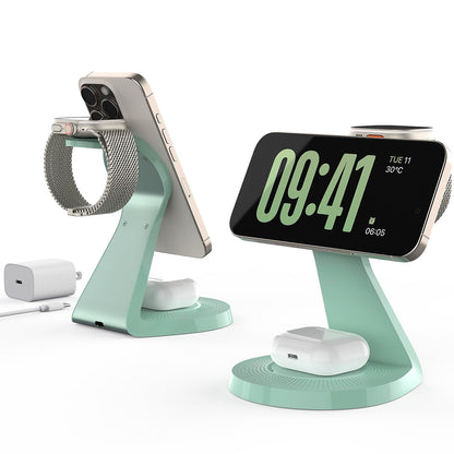 3 in 1 Charging Station for Apple Devices,Mag-Safe Charger Stand Fast Charging,Wireless Charger for iPhone 16/15/14/13/12 Series,& AirPods,& iWatch(USB-C Charger Included)
