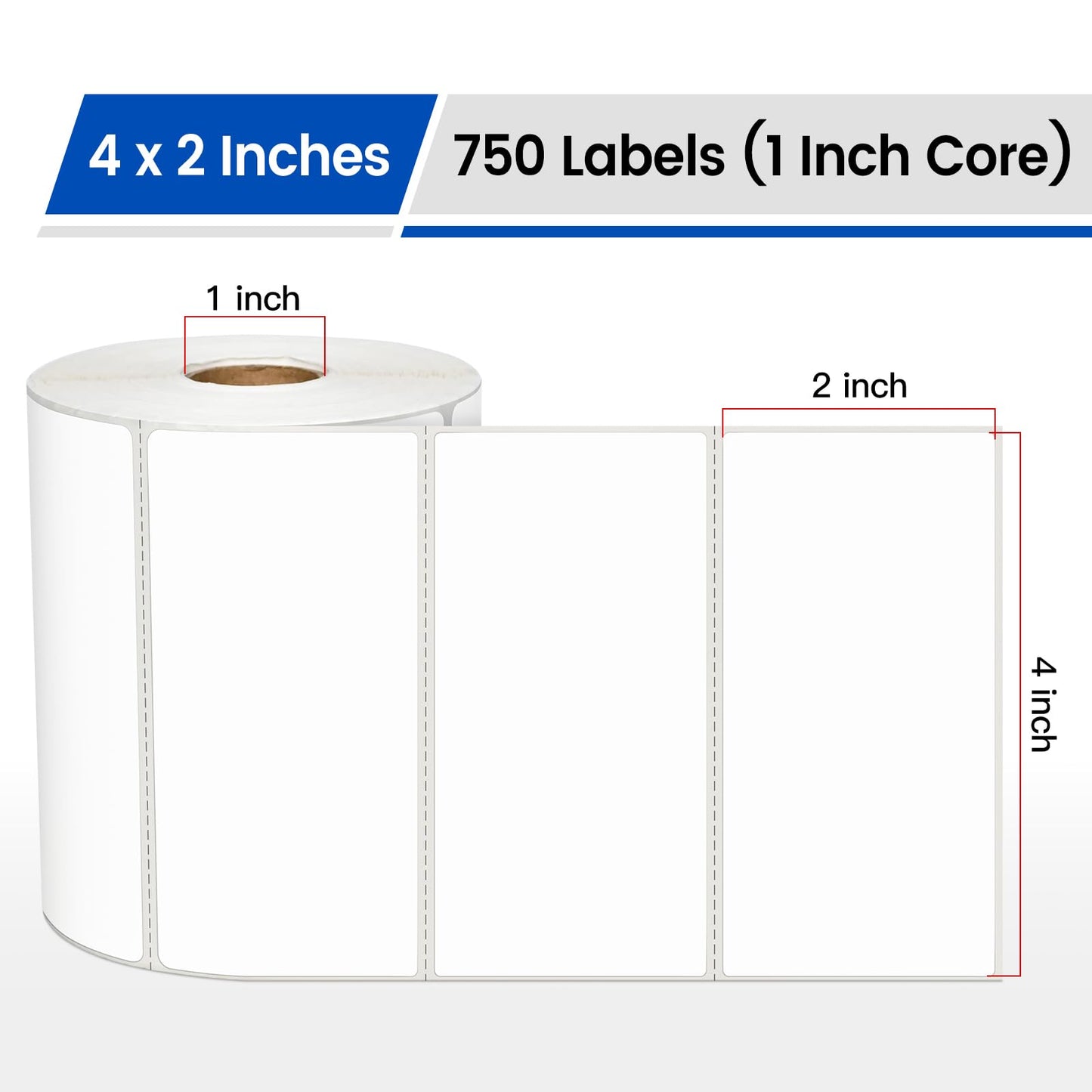 L LIKED 4" x 2" Blank Removable Labels with No Residue, Water and Oil Resistant, Use for Both Home and Office (1 Roll, 750 Labels)