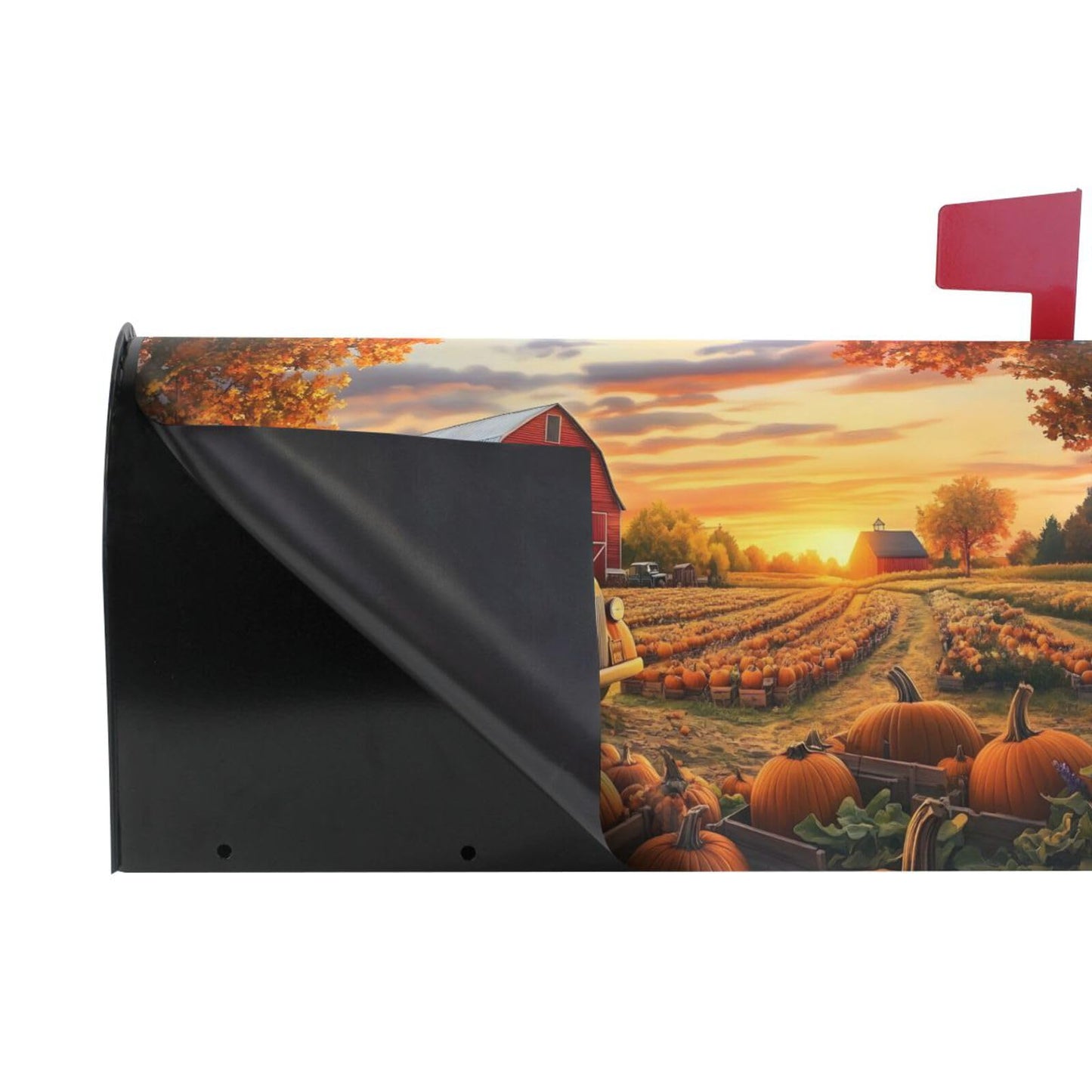 Red Truck Fall Autumn Field Magnetic Mailbox Cover MailWraps Garden Yard Home Decor for Outside Standard Size-18"x 20.8"