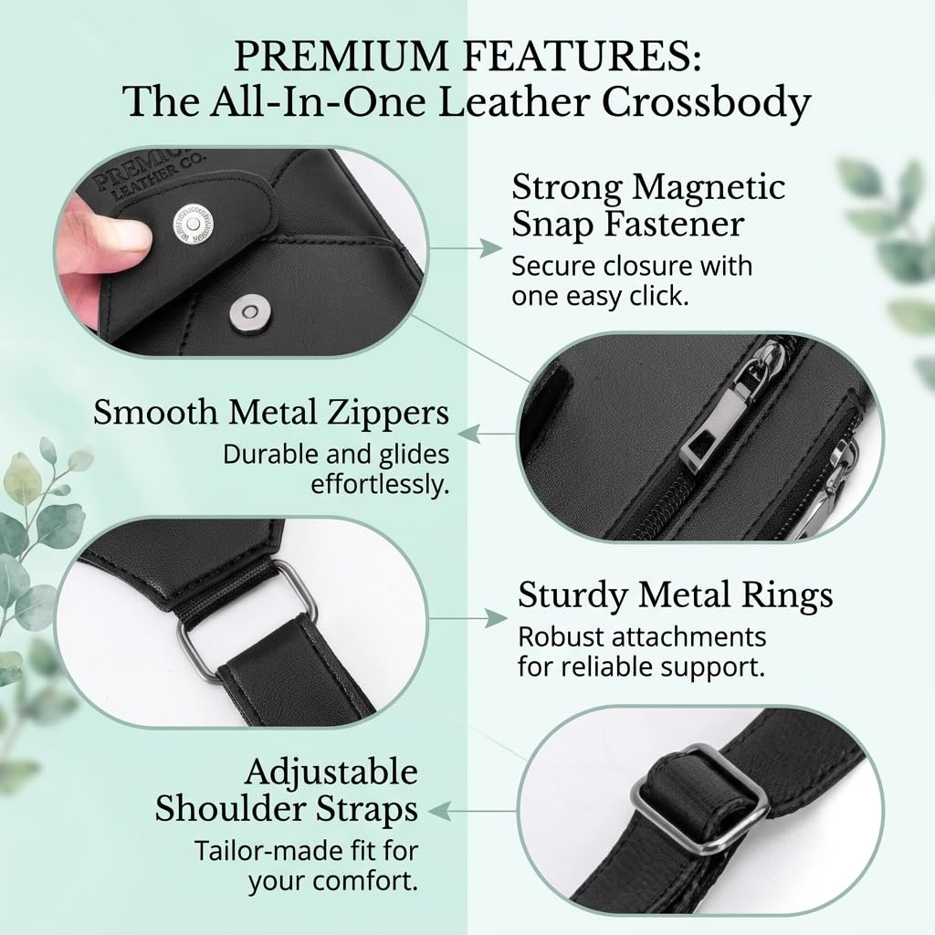 Double Shoulder Armpit Bag for Men, Underarm Shoulder Bag, PU Leather, Anti-theft Hidden Compartment, Adjustable Straps, Waterproof Multi-Pocket for Daily Travel, Hiking and Business