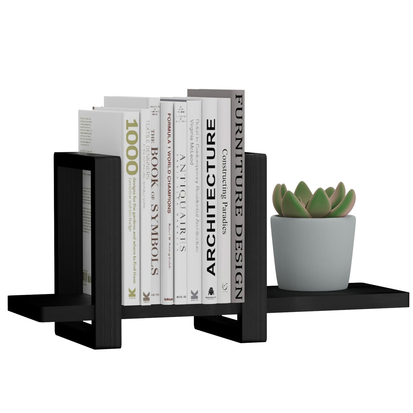 100% Solid Wood Adjustable Desktop Bookshelf, Retro Tabletop Bookshelf, Desk holder Shelf for Living Room, Home, Office, Perfect for Magazine, Books, Cookbooks, No Tools Required to Assemble (Black)