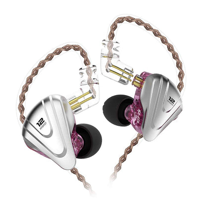 in-Ear Monitors,KZ ZSX 1DD+5BA Hybrid HiFi Stereo Noise Isolating Sport IEM Earphones/Earbuds/Headphones with Detachable Cable (Without MIC, Purple)