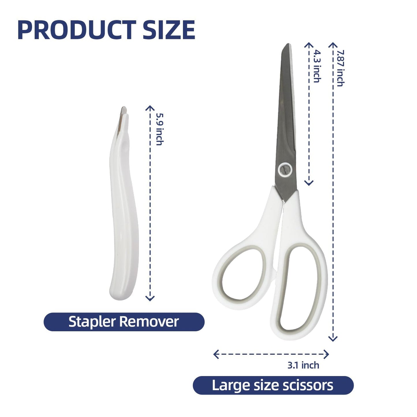 Office Desk Accessories, Desk Organizers and Accessories, Stapler and Tape Dispenser Set Metal Storage Box,Stapler,Staple Remover,Paper Clips,Ruler,Scissors.Suitable for Office and Study Use,White