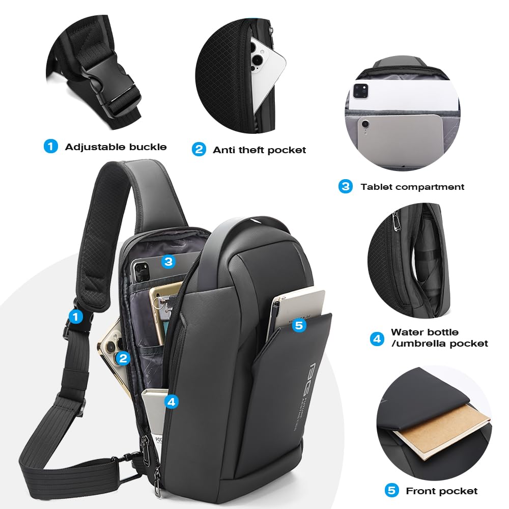 BANGE Fashion Sling Bag, Waterproof Shoulder bag, Crossbody Backpack for Men