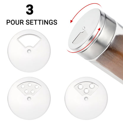Segarty Spice Jars, 6 Pack 3 oz Spice Bottles with Shaker Lids, Glass Empty Storage Containers with Adjustable Stainless Steel Flow Top for Your Regularly Used Spices