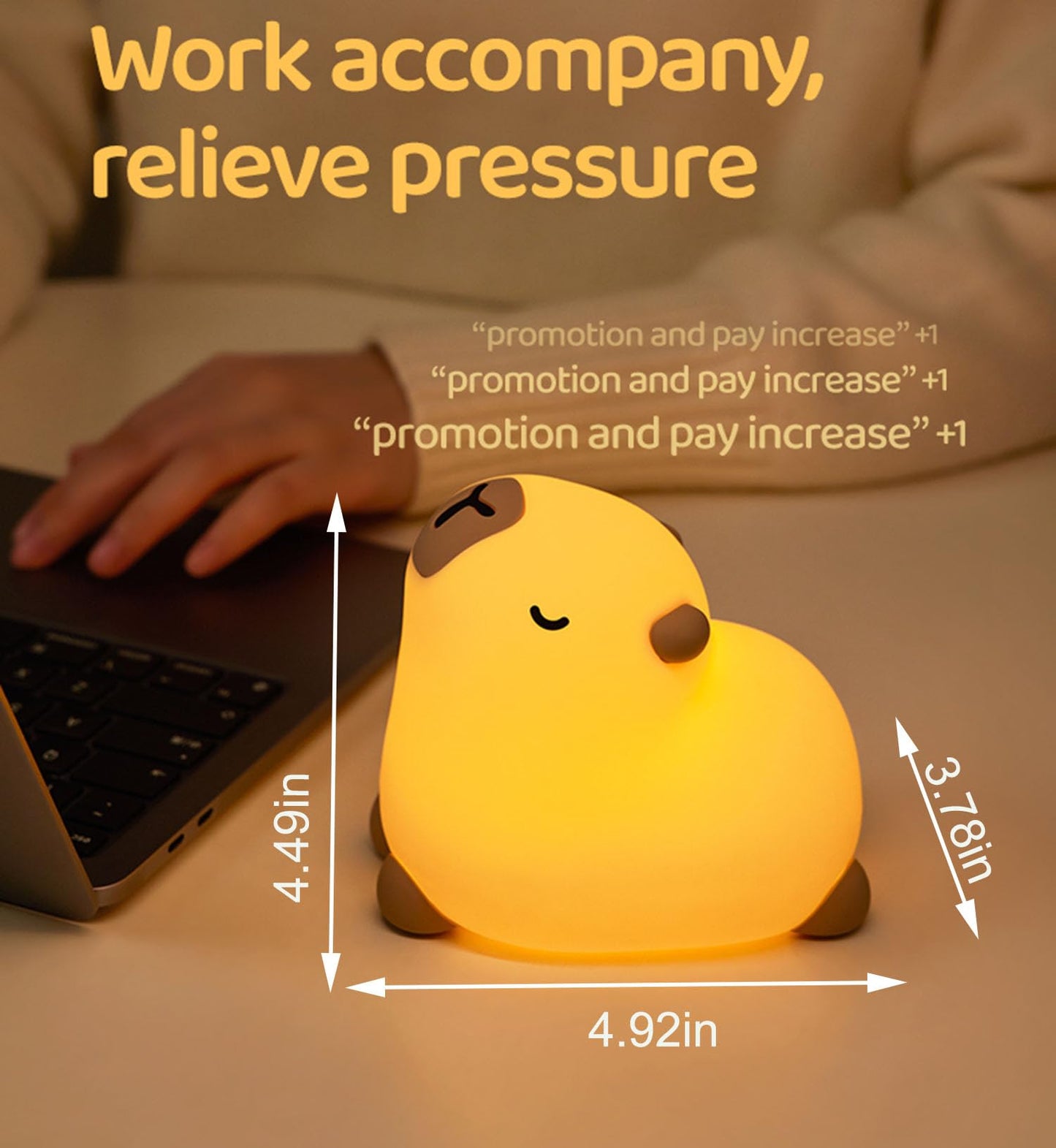 Cute Capybara Night Light, LED Rechargeable Touch Bedside Lamp,Squishy Capybara light Novelty Animal Night Lamp,2 Levels Dimmable,20Min Timer Nursery Nightlight for Kids, Bedroom Baby Boys Girls Gifts