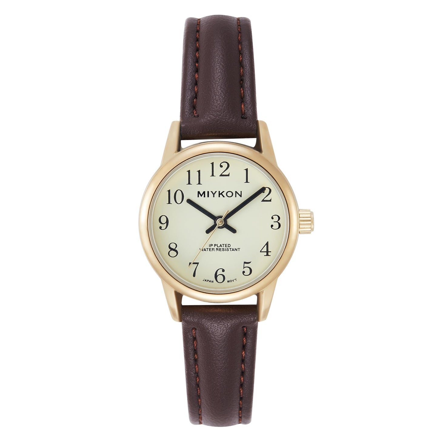 Miykon Dainty Minimalist Casual Dress Watches for Women – Small Easy Reader Analog Watch with Genuine Leather Strap and Second Hand – Japanese Quartz, Waterproof to 100ft (Brown Strap, Gold Case, Gold Dial, 26mm)
