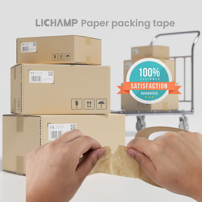 Lichamp Kraft Packing Tape, Brown Kraft Gummed Tape for Packing Boxes, Shipping Cardboard and Carton Sealing, 6 Rolls x 2 inch x 55 Yard x 7 mil, B206BN