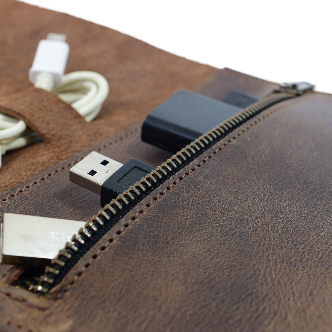Hide & Drink, Cord Wrap, Cord Organizer, Travel Bag, Cable Holder, Full Grain Leather, Handmade, Bourbon Brown