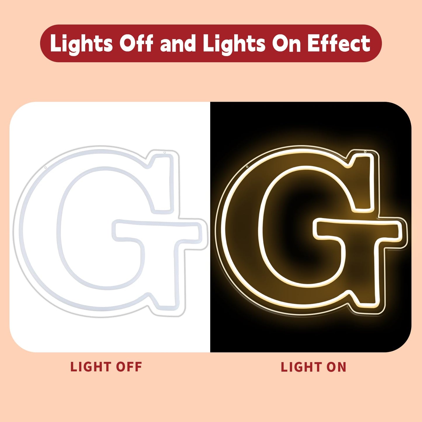 RumonZS Light Up Letters G LED Letters Lights Neon Sign 26 Alphabet 12"Decorative Lighted Alphabet for Wedding Party Birthday Bar Christmas Home Decor Letter Lights (Warm White)