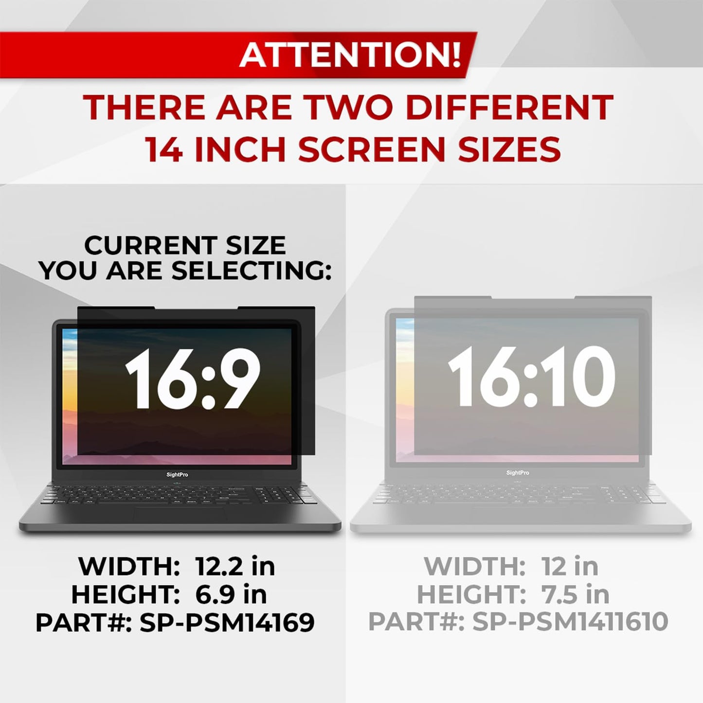 SightPro Magnetic Laptop Privacy Screen 14 Inch 16:9 - Patented Removable Laptop Privacy Filter Shield and Protector