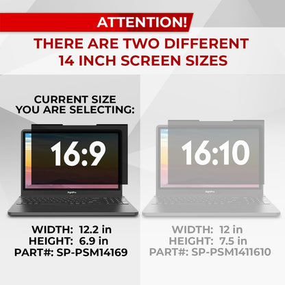 SightPro Magnetic Laptop Privacy Screen 14 Inch 16:9 - Patented Removable Laptop Privacy Filter Shield and Protector