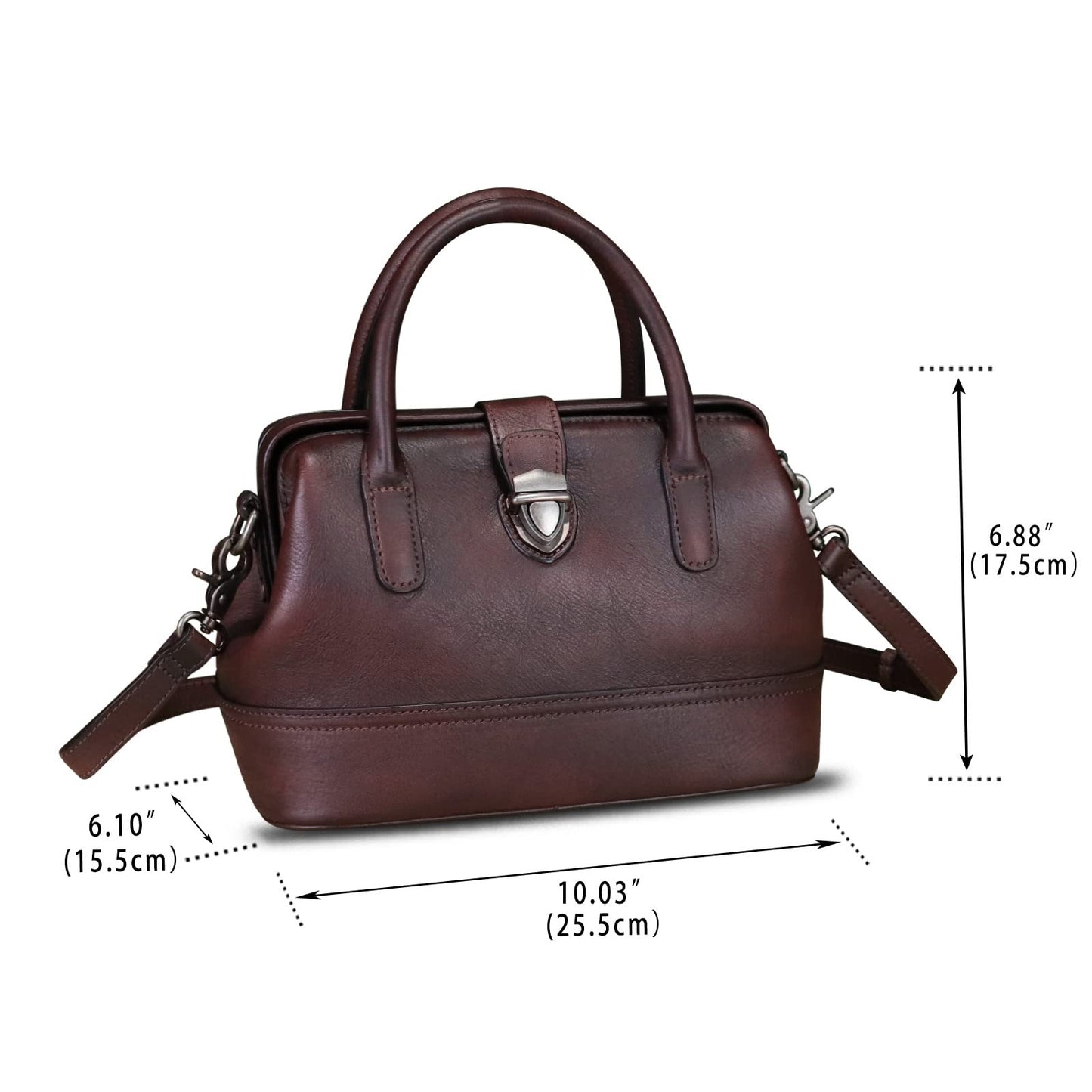 Genuine Leather Satchel Handbag for Women Purse Top Handle Bags Handmade Vintage Crossbody Bag Purses (Coffee) Medium