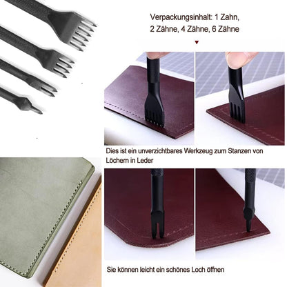 Leather Hole Puncher Hand Punching Machine Manual Press Puncher Punch Tools for DIY Craft (with Chuck, PP Plate, 4* Leather Prong Punch,7*Circular Punch)