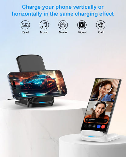 NANAMI Upgraded Fast Wireless Charger, Qi-Certified Wireless Charging Stand Compatible with Samsung Galaxy S25/S24/S23/S22/S21/S20 & Qi Phone Charger for iPhone 17/17 Air/16/16 Plus/16 Pro/15/14/13