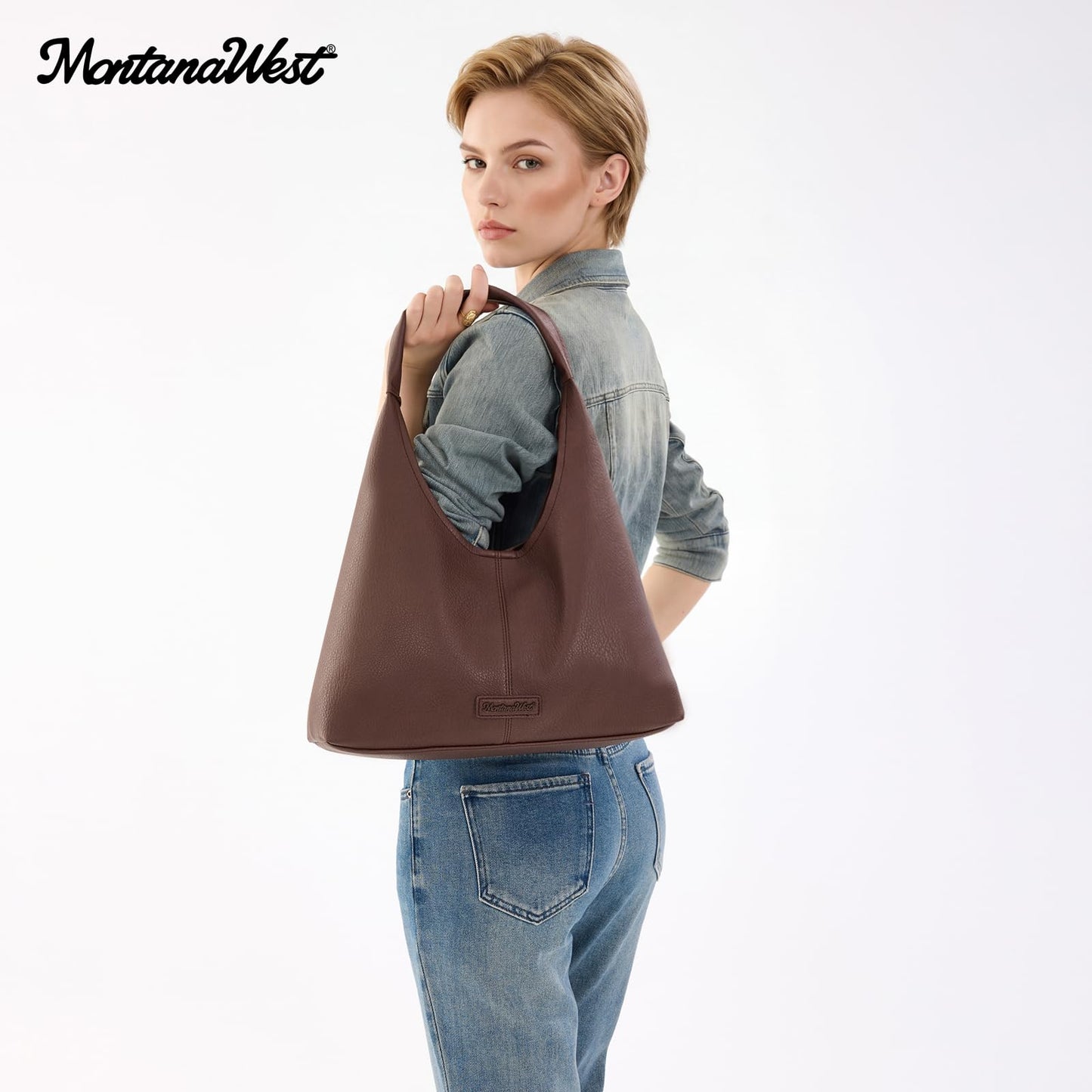 Montana West Hobo Bag Purse for Women Shoulder Handbags Slouchy Casual Soft Vegan Leather Tote Ladies for Work Travel Coffee Chocolate MWC-HB-646-CF