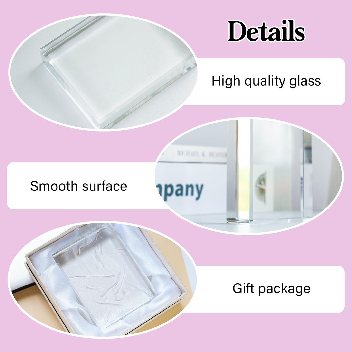 H&D HYALINE & DORA Clear Crystal Rectangle Paperweight Glass Decorative Paper Weights for Office Desk, Functional Crystal Paperweight for Photography Reading