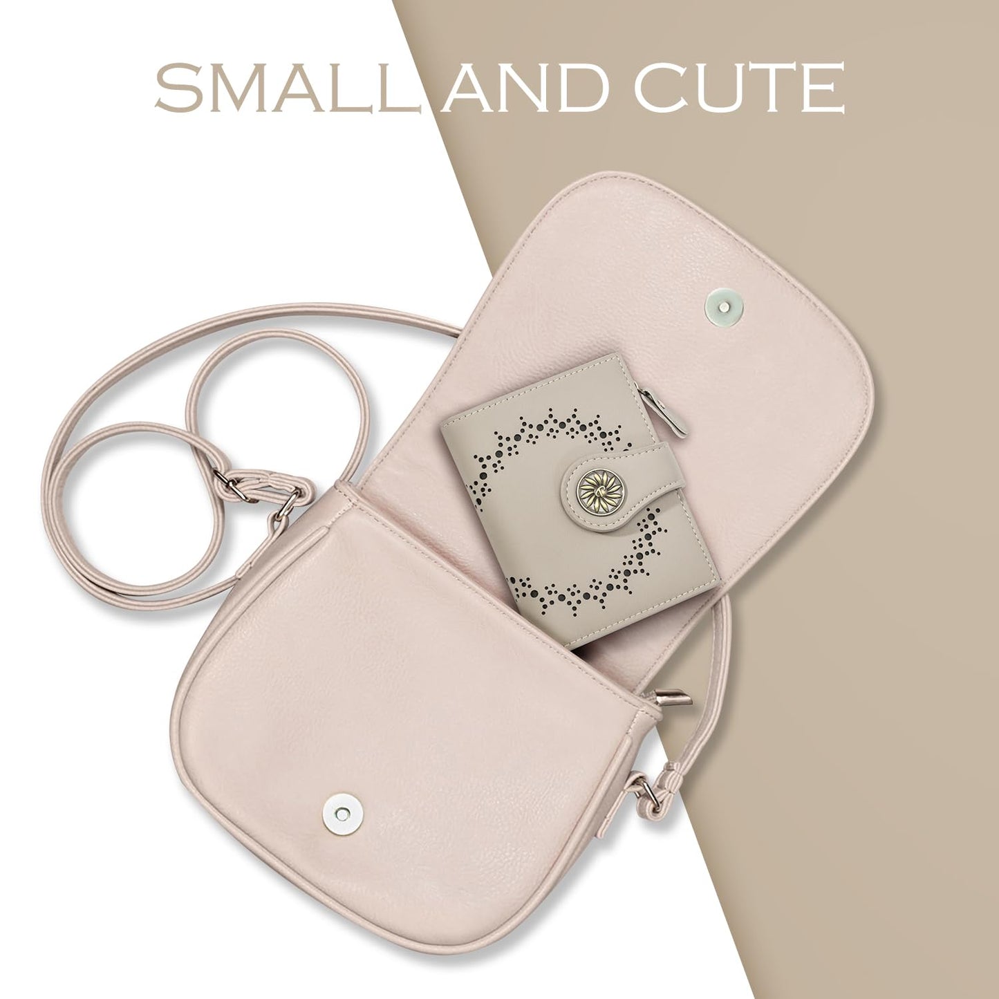 Tipmile Small Wallets Woman Leather 2 ID Windows Bifold RFID Blocking Credit Card Holder Wallet with Zipper Coin Pocket
