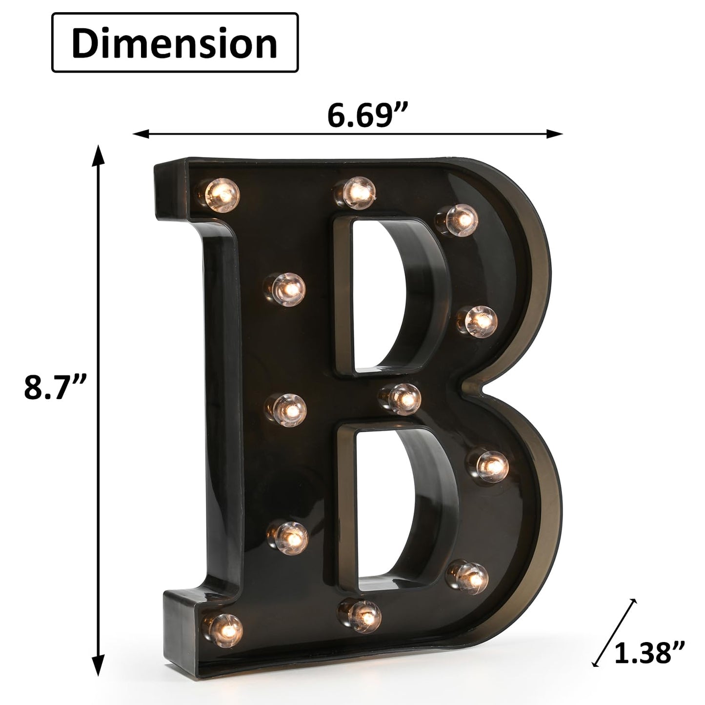 OYCBUZO Light Up Black Alphabet Marquee Letters Sign LED Marquee Number Lights Sign for Night Light Home Bar Christmas Lamp Birthday Party Wedding Decorations B