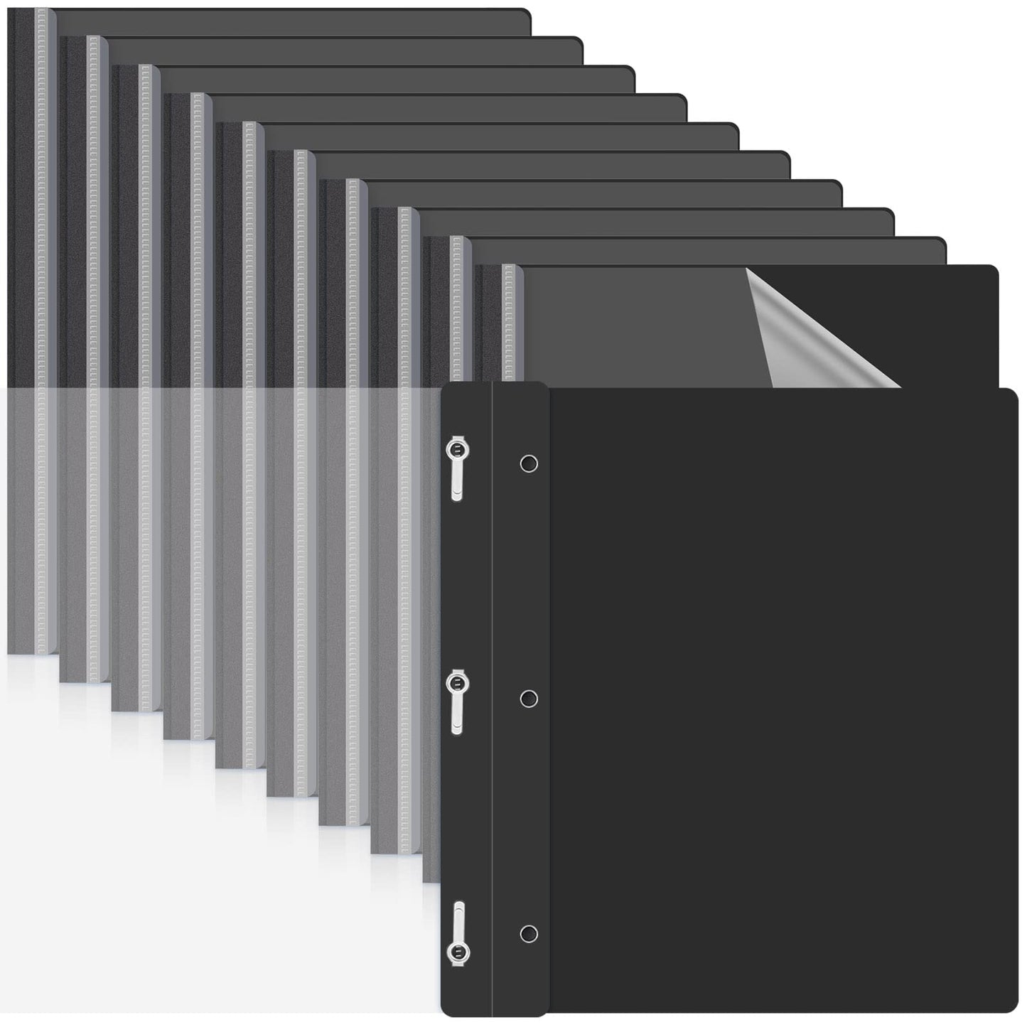 Teling 72 Pack Clear Front Report Covers Bulk Business Report Covers Plastic Presentation Folders Resume Portfolio Folder Paper Binder with 3 Prongs for Presentation Document School Office (Black)