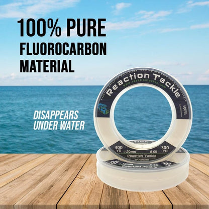 Reaction Tackle 100% Pure Fluorocarbon Fishing Line - High Strength, Abrasion-Resistant | Saltwater & Freshwater Leader