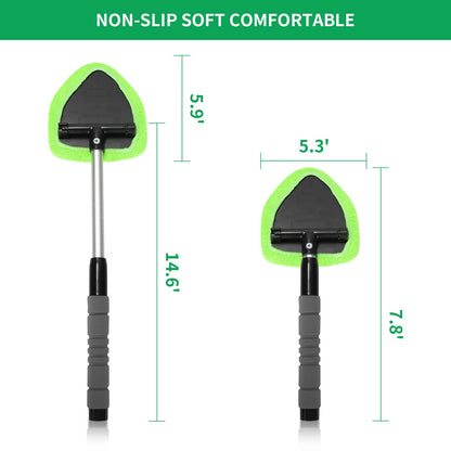 XINDELL Windshield Cleaner Tool – Car Interior Window Cleaning Kit with Extendable Handle & 4 Microfiber Pads, Auto Washing Brush for Car, Trucks, SUVs, RVs & Home Windows