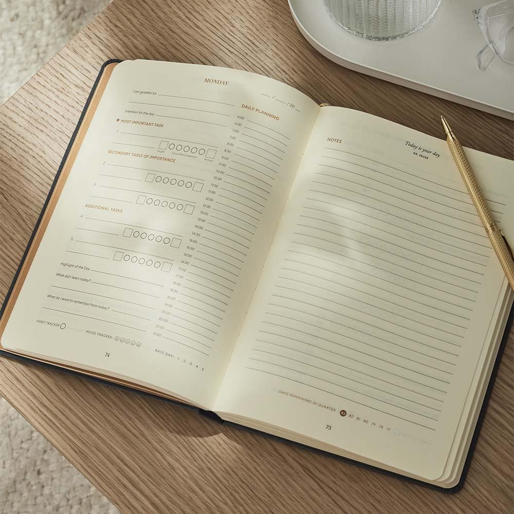 Intelligent Change 3-Month Productivity Planner Tools for Time-Management and Mindfulness, Tear-Out To-Do List, A5 Undated Quarterly Planner, Gray