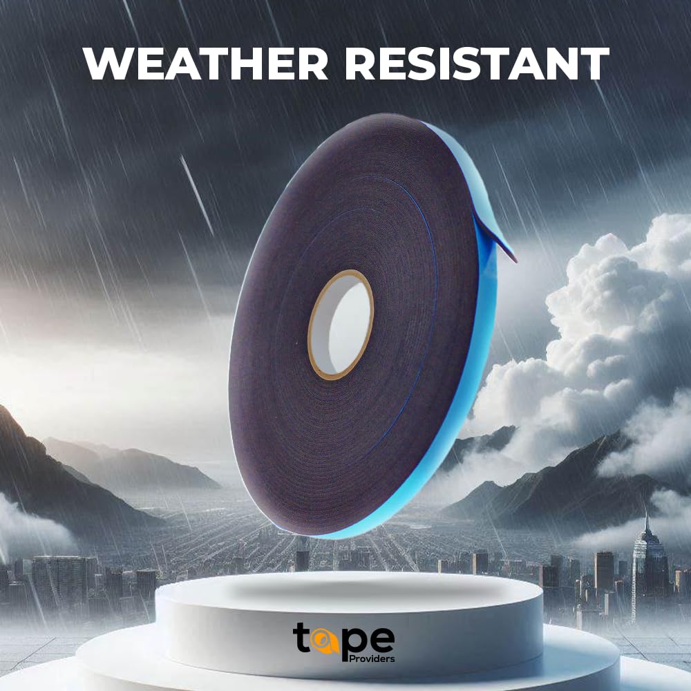 WOD WGT06P Double Sided Foam Mounting Tape, 1/16 inch Thick x 3/8 inch x 150 Ft. Weather Resistant for Gap Filling, Home or Office Decor, Dual-Pane Glass Bonding, Replacing Insulated Windows, Black