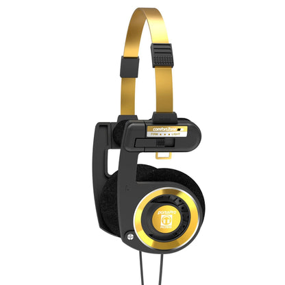 Koss Porta Pro Limited Edition Black Gold On-Ear Headphones, in-Line Microphone, Volume Control and Touch Remote Control, Includes Hard Carrying Case, Wired with 3.5mm Plug, Black and Gold