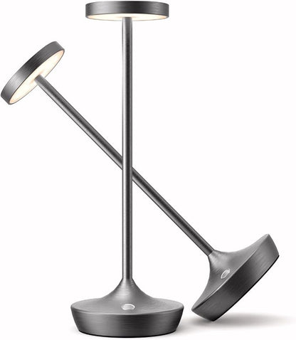 Cordless Table Lamps Outdoor - Rechargeable 6000mAh Battery Operated Table Lights - LED Portable Touch Dimmable Waterproof Table Lamp for Patio Restaurant Dining (2 Grey)